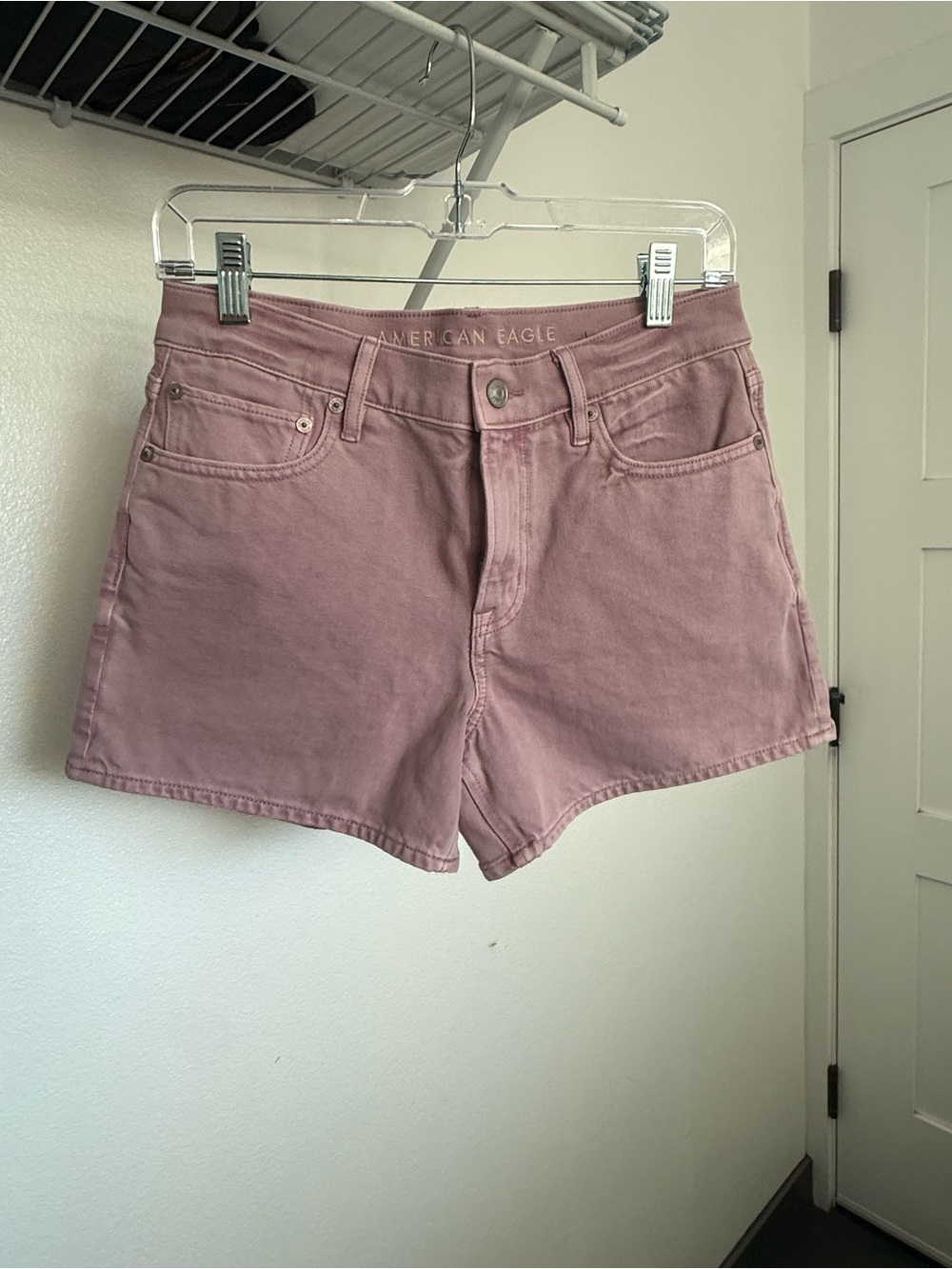 American Eagle Outfitters Dusty Pink High-Rise Denim Shorts